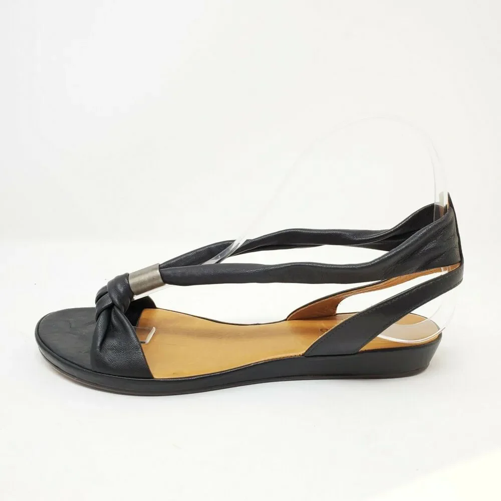 Raquel By Coclico Napa Black Strappy Ankle Strap Open Toe Sandals 37.5